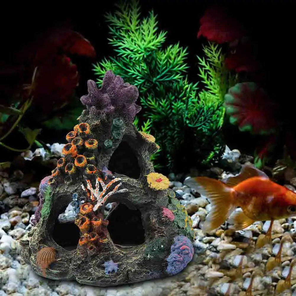 AsyPets Моделирование смолы горная Рыба Аквариум Rockery коралловый Пейзаж украшения Декор Дом для рыб