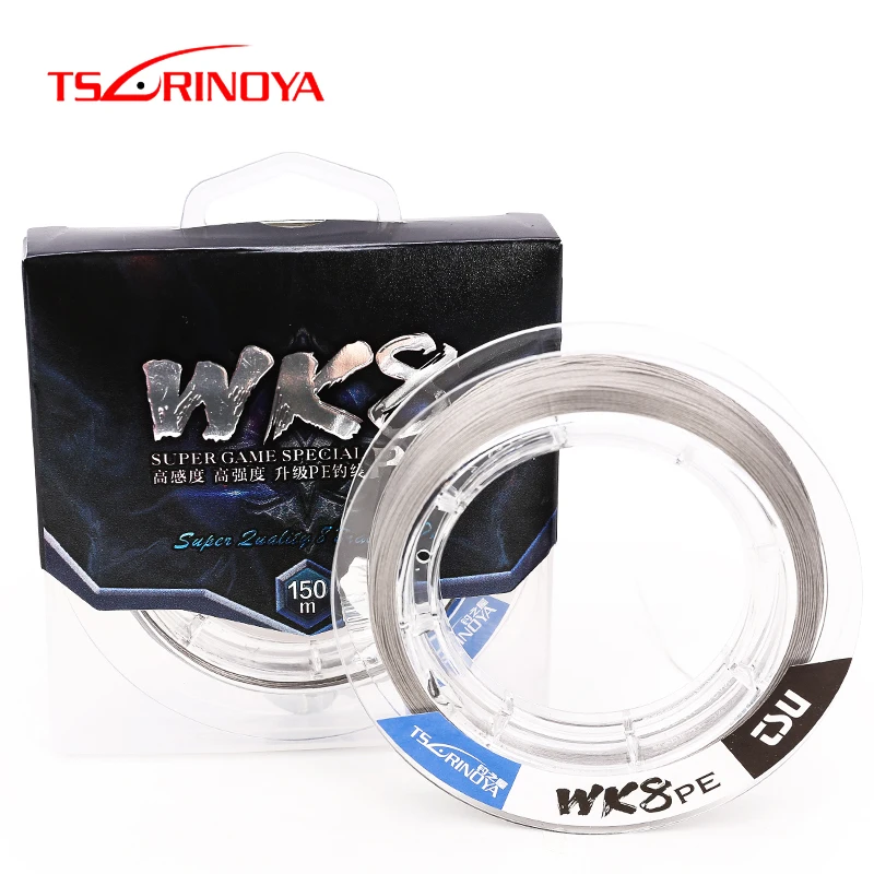 Новинка Ligne de pont TSURINOYA WK8 8 ligne PE tressée 150 м 16-45lb 0,1-0,27 мм ligne de leurre de pont forte Multilament