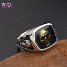 925 Стерлинговое Серебро Таиланд MS мужской череп, кольцо для панков Стильное мужское модное серебряное кольцо