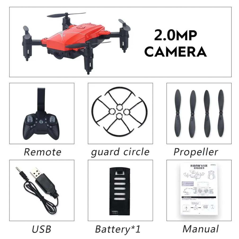 LF602 2,4G мини FPV складной RC Квадрокоптер с 0.3MP Wifi камера жеста селфи высота удержания - Цвет: red  200W 1battery