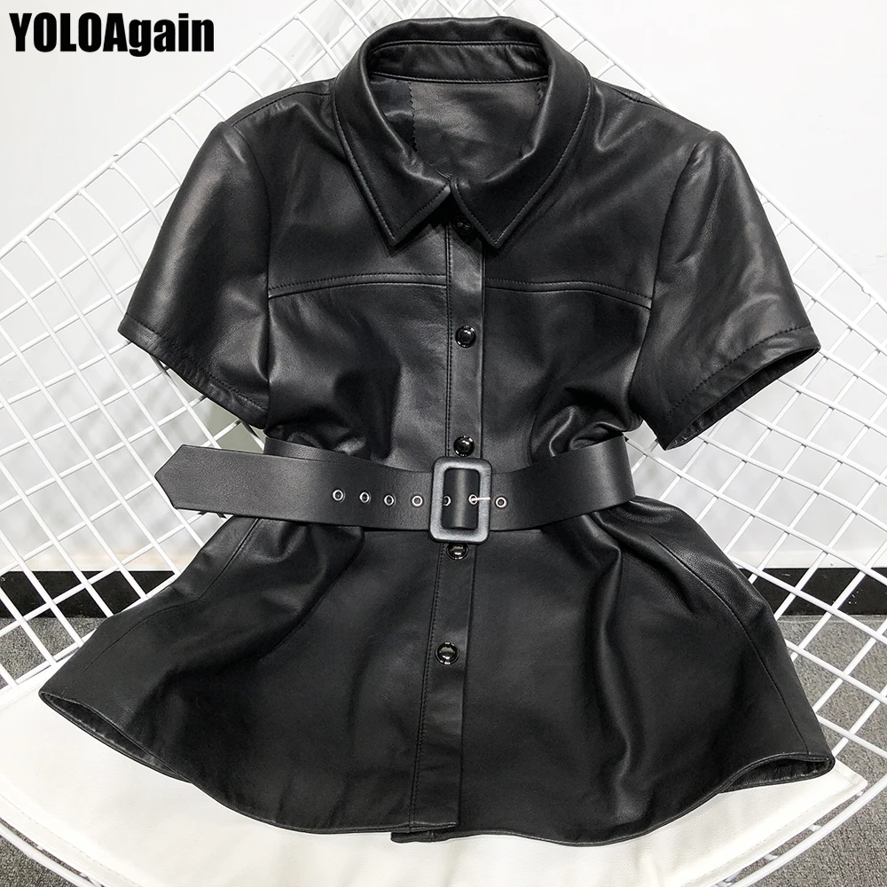 women's short sleeve leather jacket