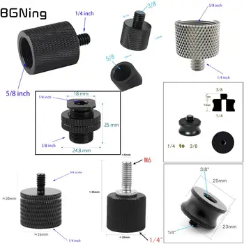 

1x 5/8" Female to 1/4" 3/8" Male Thread Screw M6 Mount Adapter for Microphone Stand Tripod Plate Flash Light Bracket Converter