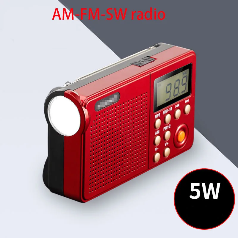 Цифровой AM FM ЕО радио до полудня Портативный TF карты плеер светодиодный фонарик