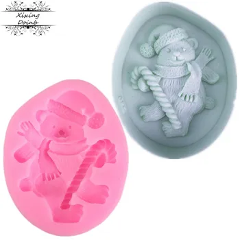 

Christmas crutch bear shape silicone mold DIY cake mold Christmas decorating mold chocolate cake decoration