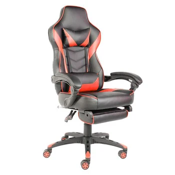 

C-type Foldable Nylon Foot Racing Chair with Footrest PU Leather Games Chair Reclining Rotatable Seat Office Armchair