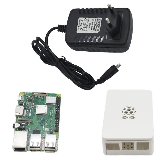 white Raspberry Pi 3 Model B+(плюс) плата+ Abs чехол+ 5V 3A адаптер питания с Wifi и комплект bluetooth Eu Plug - Комплект: white