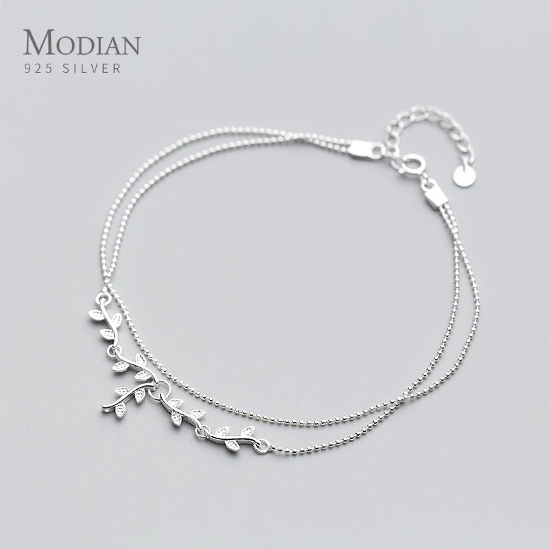 Modian Fashion Sterling Silver 925 Plant Anklet for Women Tree Branch Leaves Tiny Ball Simple Anklet Fine Jewelry 2020 New Modian Fashion Sterling Silver 925 Plant Anklet for Women Tree Branch Leaves Tiny Ball Simple Anklet Fine Jewelry 2020 New
