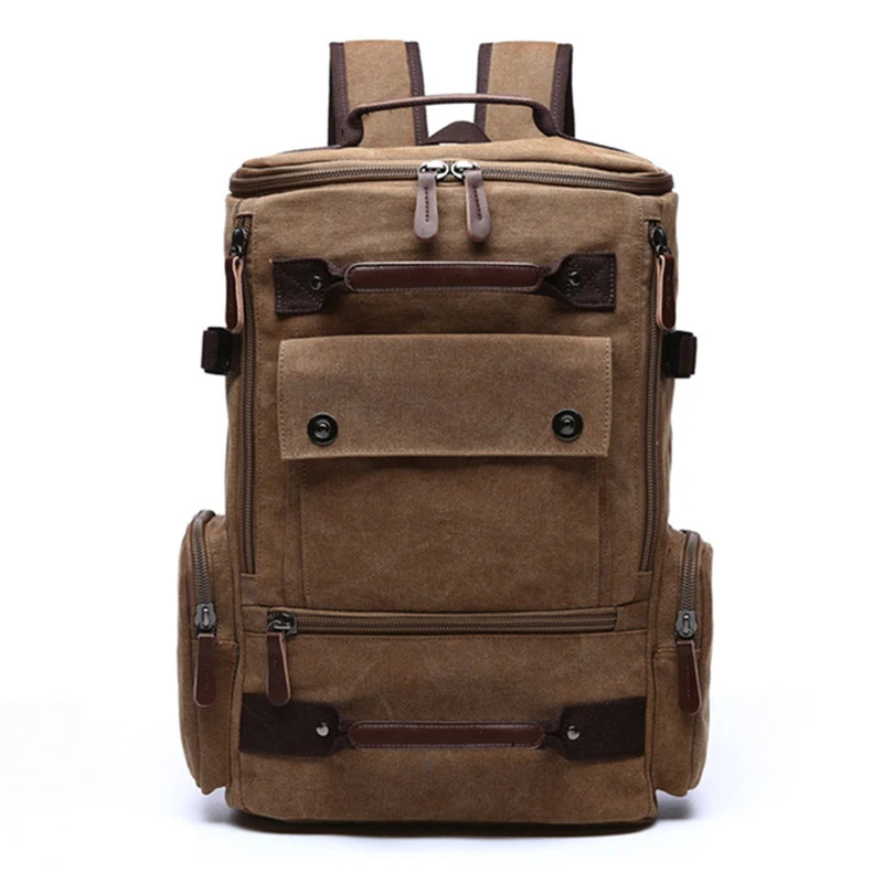 Men's Backpack Vintage Canvas Backpack School Bag Men's Travel Bags Large Capacity Backpack Laptop Backpack Bag Rucksack 6