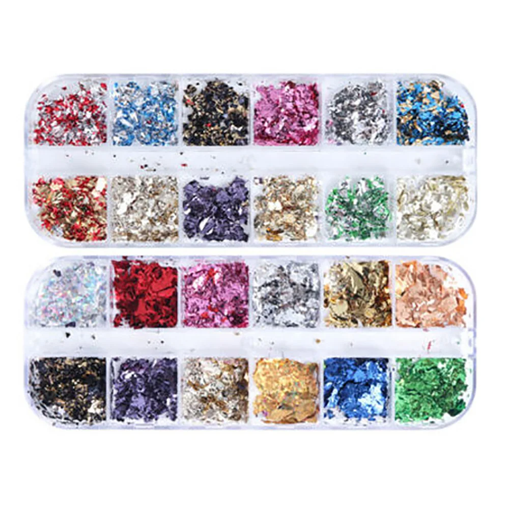 2 Set Nail Sequins Aluminum Irregular Flakes Art Decor Mirror Glitter Foil Beauty Accessoreis |