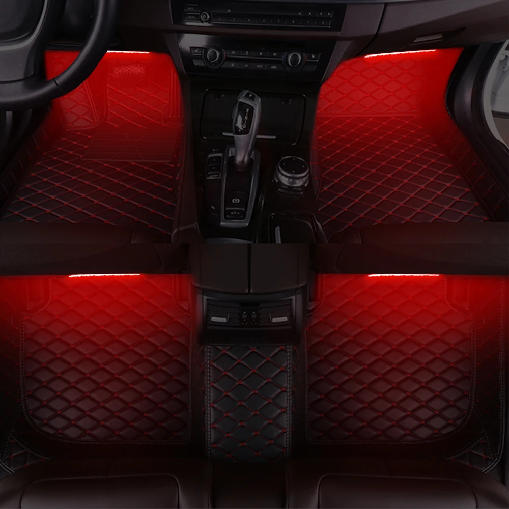 Car Floor Mats With LED Ambient Light Universal Foot Pad Auto Carpet