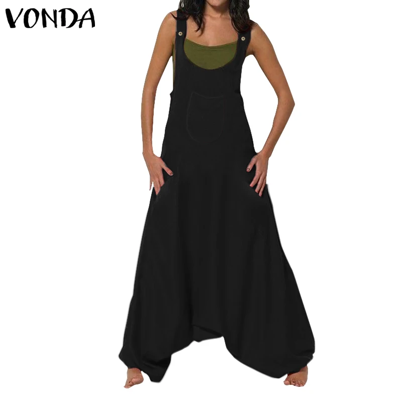 VONDA, женские комбинезоны, модные комбинезоны без рукавов, женский комбинезон, цельные Широкие штаны, женские штаны размера плюс S-5XL, Pantalon Femme