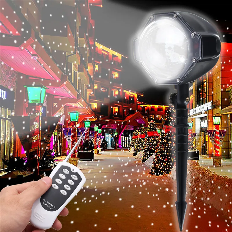 Snowfall проектор движущийся снег открытый садовый лазерный проектор лампа с пультом дистанционного управления Рождество Снежинка лазерный свет для X-mas
