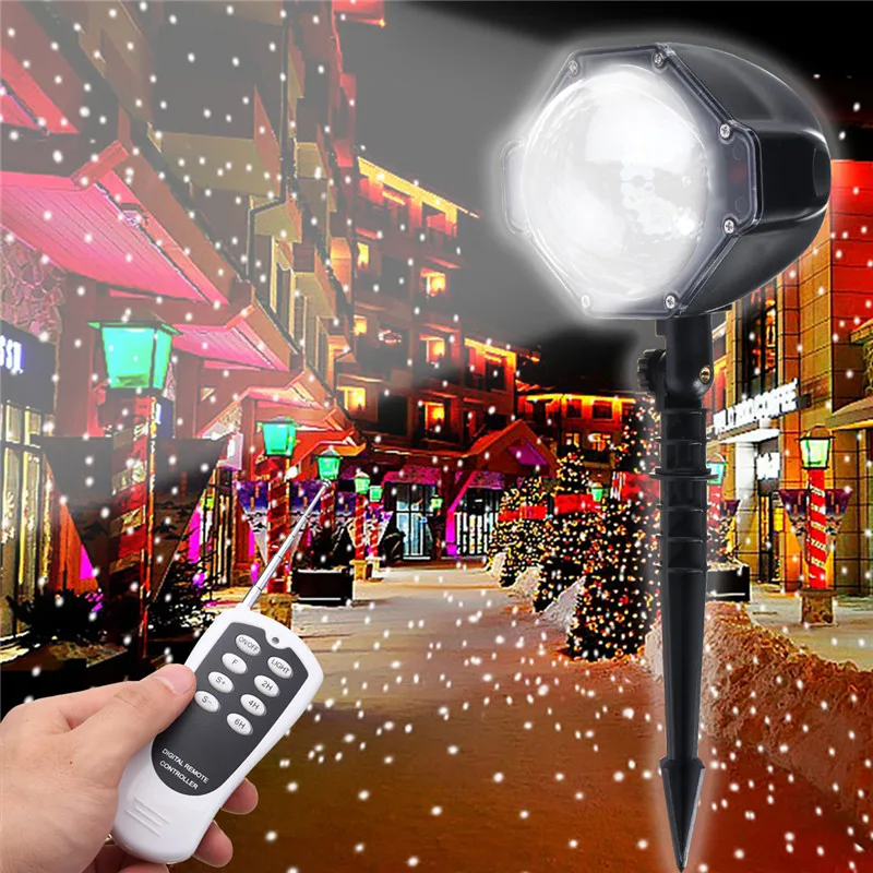

Snowfall Projector Moving Snow Outdoor Garden Laser Projector Lamp with remote control Christmas Snowflake Laser Light For X-mas