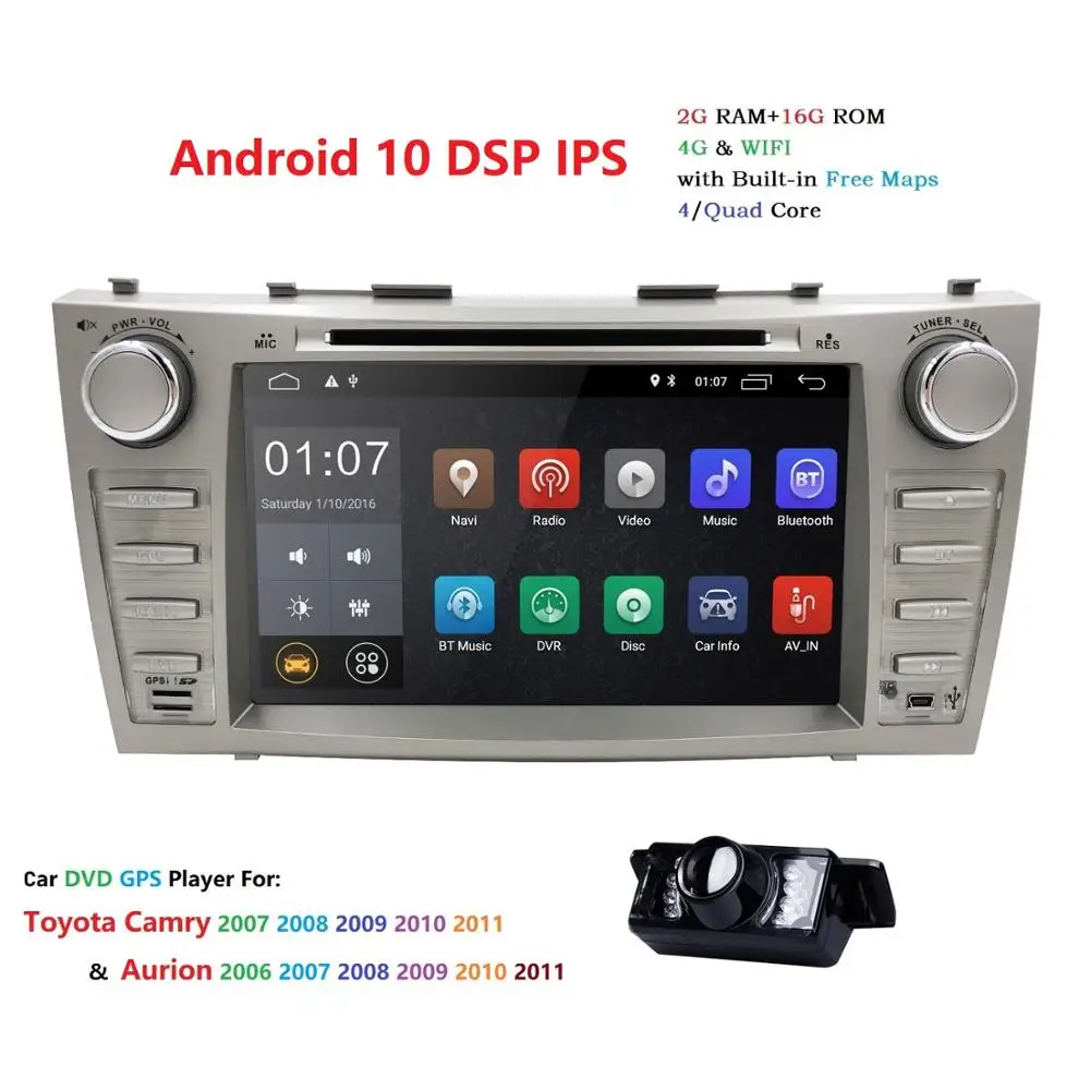 Android 10 автомобильный DVD GPS для TOYOTA CAMRY 2007 2011 AURION автомобильное радио
