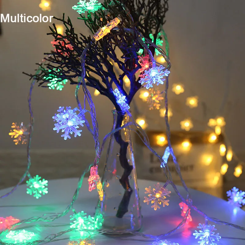 Multicolor 6M10M 20M 30M 220V EU/110 V US светодиодный Рождественская гирлянда из снежинок, гирлянда, гирлянда для улицы, для свадьбы, вечеринки, бара, Новогоднего декора - Испускаемый цвет: Multicolor