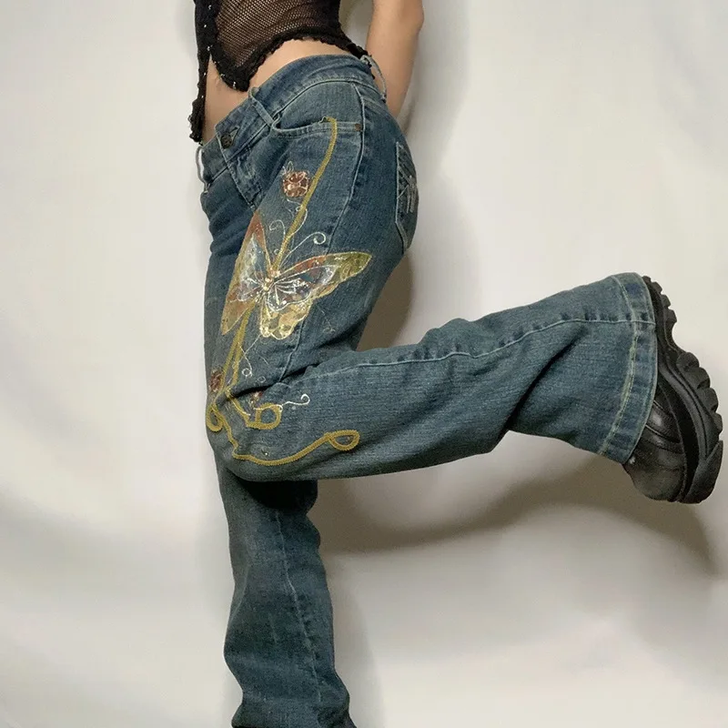 Fairy Grunge Y2k Graphic Women Flared 
