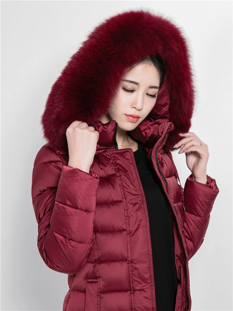 Tcyeek Толстая теплая зимняя куртка для женщин X-Long 90% утиный пух пальто большой лисий мех с капюшоном одежда Дамская пуховая парка Hiver L8060