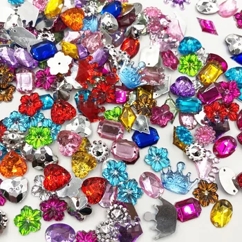 

100pcs Mix style Rhinestones Flat Back Acrylic Gems Crystal Stones Sewing Beads T01