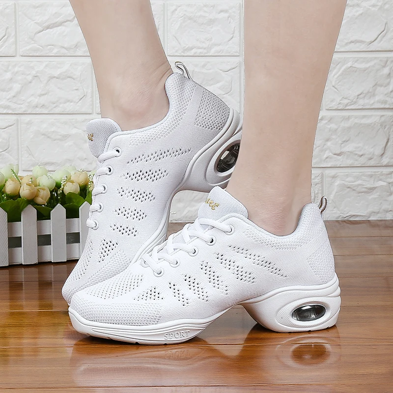 Square Dance Shoes Net Jazz Navy Female Adult Women Shoes Sports Soft Bottom Dance Shoes Woman Ventilation Sneakers