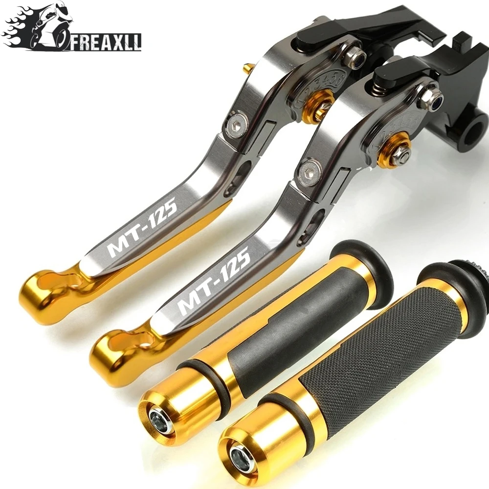 Motorcycle Adjustable Folding Brake Clutch Levers Handlebar Hand Grips For Yamaha For YAMAHA MT125 MT-125 MT 125 - Цвет: S With LOGO