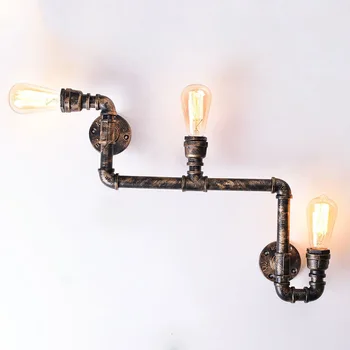 

Retro Industrial Wall Lamp Vintage iron rust Water pipe Lamps E27 Loft Light Plated Indoor Lighting Home bedroom restaurant Deco
