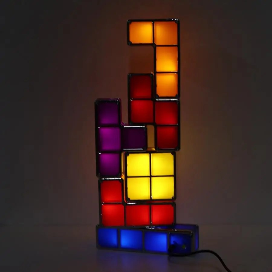7pcs DIY Puzzle Stackable LED Light Desk Night Block Construction Game Decoration 100-240V Party Christmas Decor