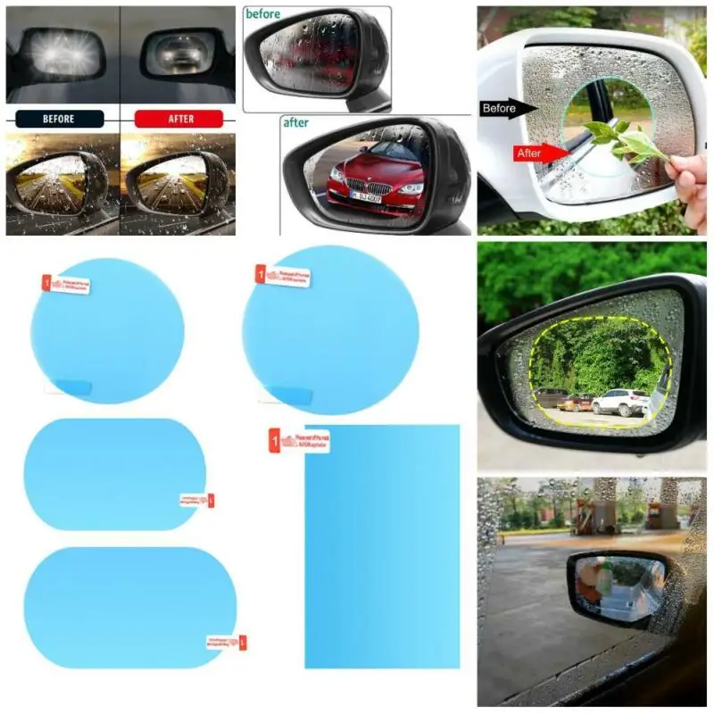 2pcs Anti-fog Rainproof Car Rearview Mirror Sticker Film Rain Shield Hydrophobic 