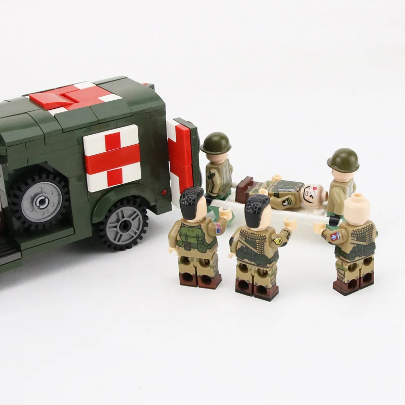 WW2 США военный армейский конструктор «скорая помощь» американские армейские спасательные солдаты фигурки Аксессуары для оружия строительные блоки кирпичи игрушки