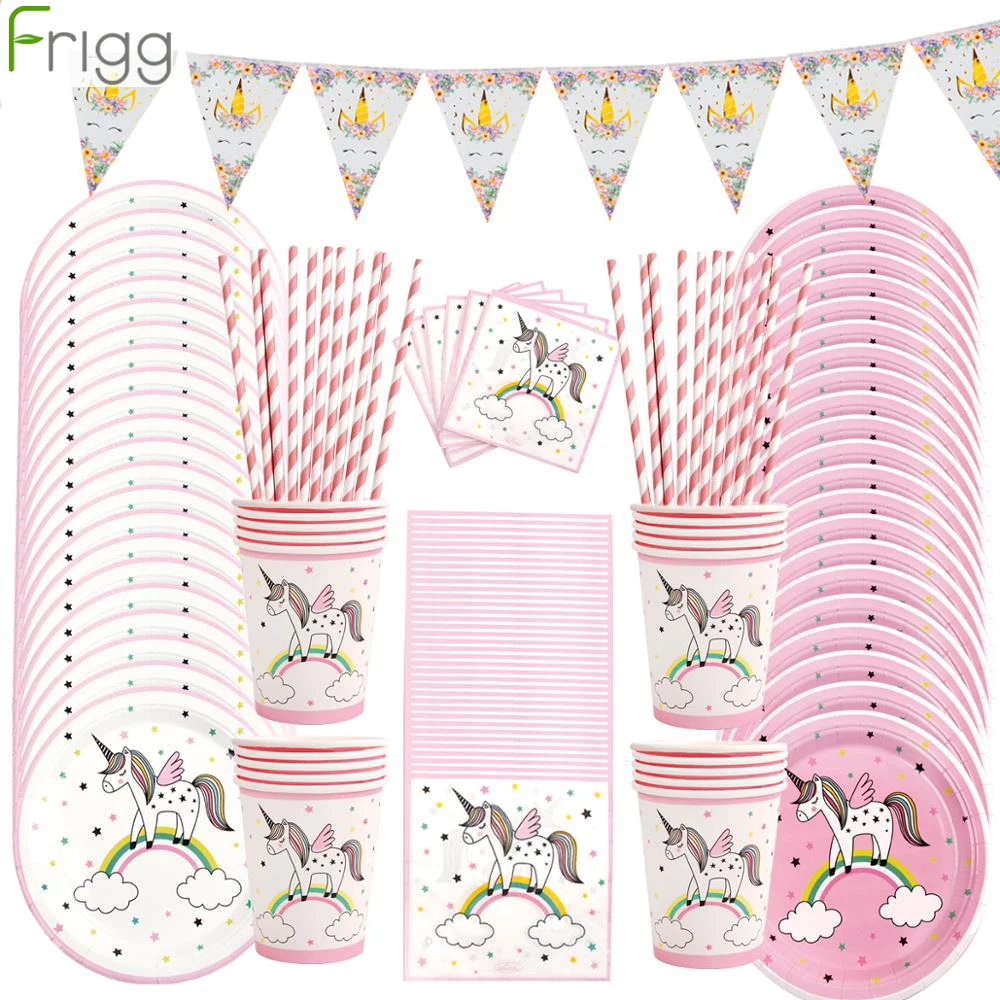 

Frigg Unicorn Disposable Tableware Unicorn Paper Plate Cups Unicorn Birthday Party Decor Kids Party Supplies Baby Shower Girl