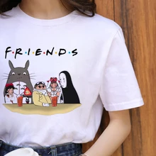 Totoro Harajuku Ullzang футболка Женская студия Ghibli футболка Kawaii Miyazaki Hayao забавная мультяшная футболка милые 90s футболки женские