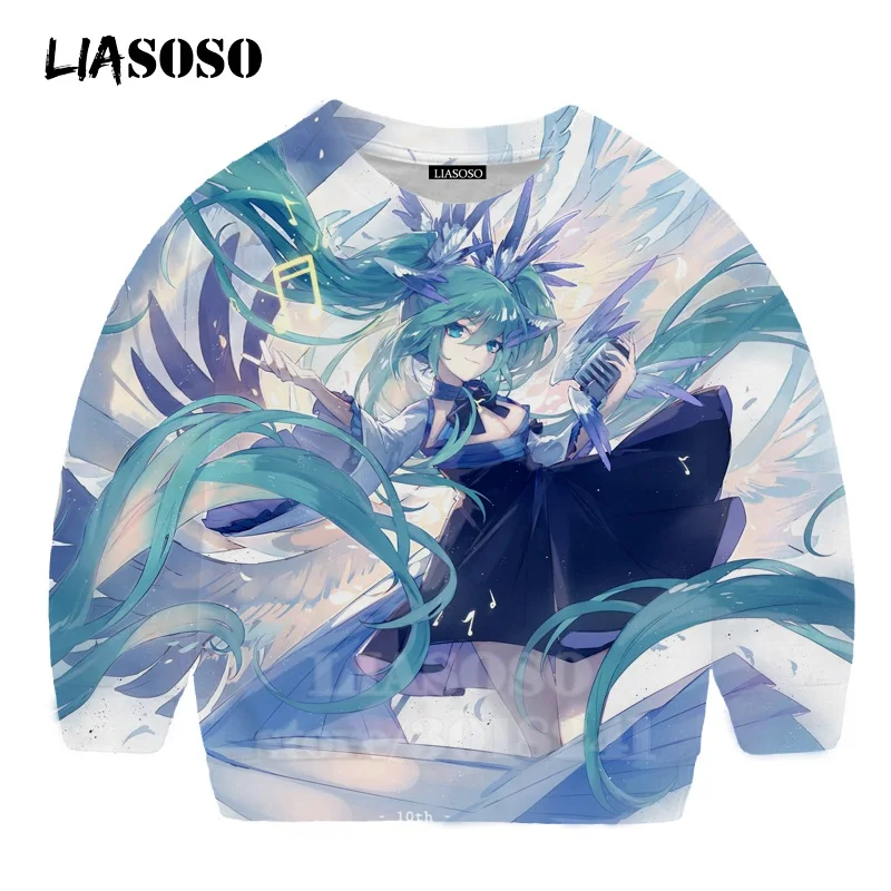 LIASOSO детей толстовки 3D принт аниме девочка Hatsune Толстовка Miku детская модная футболка для мальчиков и девочек с принтом и круглым вырезом, топ, Детский свитер для подростков B174-2 - Цвет: 12