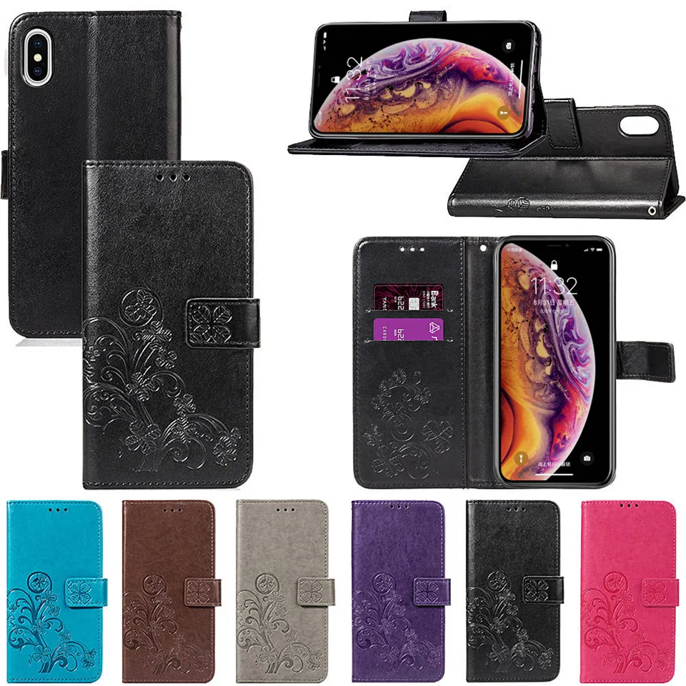 Высокое качество клевер кошелек флип чехлы для телефонов Apple iphone 6 чехол s X XR XS max 8 7
