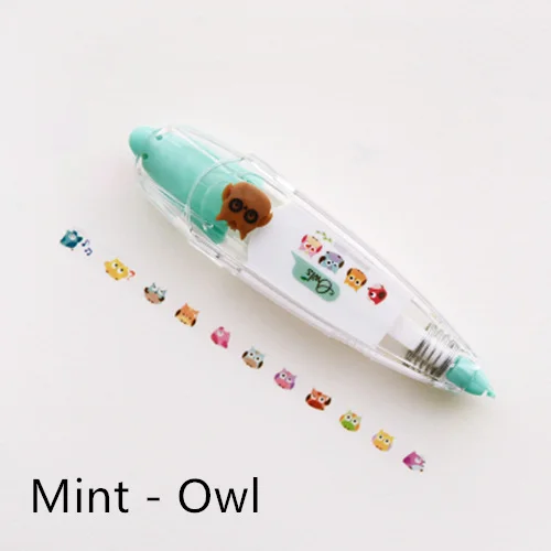 Mint owl Милые животные кружево Корректирующая лента клейкой ленты papeleria материал Эсколар канцелярские Schoo - Цвет: Mint owl