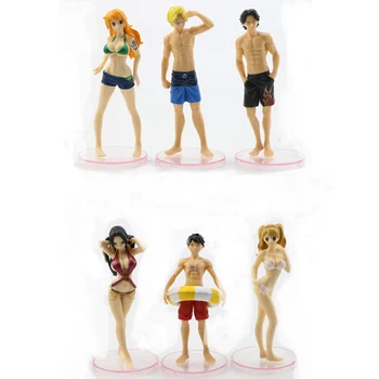 

4/6pcs Anime Figure Set Cartoon One Piece Boa Hancock Nami Swimsuit Sexy Luffy Ace Nami Sanji Vivi Action Figure PVC Model Toy