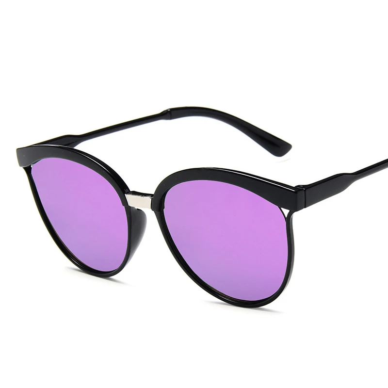 RBRARE, Простые солнцезащитные очки "кошачий глаз", женские роскошные пластиковые солнцезащитные очки, классические, красочные, отражающие, Ретро стиль, Lunette De Soleil Femme - Цвет линз: PurPle Lens
