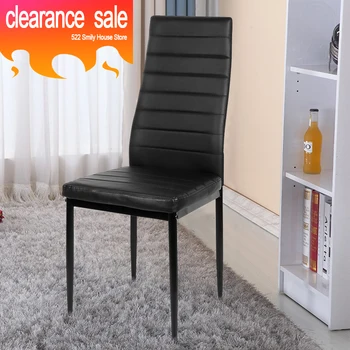 

2pcs/set Colorful High Backrest Dinning Chairs Faux Leather Metal Leg Padded Seat Loft Lounge Stools Dinning Room Furniture HWC