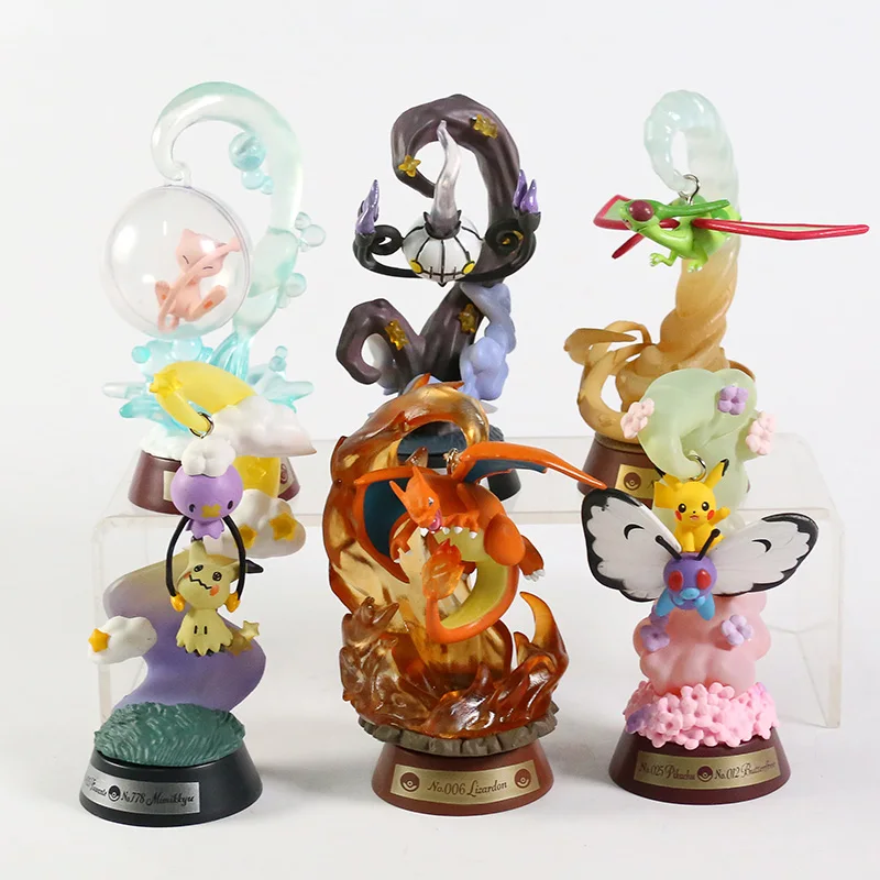 Pokemon Swing Vignette Collection Figure Mew Charizard Chandalure Drifloon Mimikyu Pikachu Butterfree Flygon 6pcs/set | Игрушки и хобби