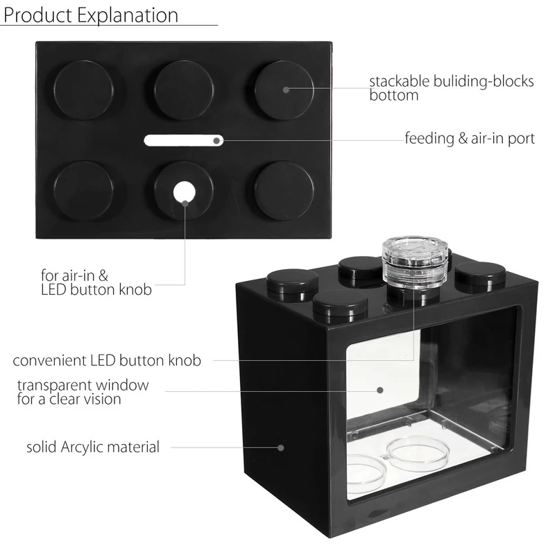 Мини светодиодный подсветка для аквариума прозрачный аквариум орнамент аквариум светодиодный аквариум строительный блок аквариум офисный Настольный Декор