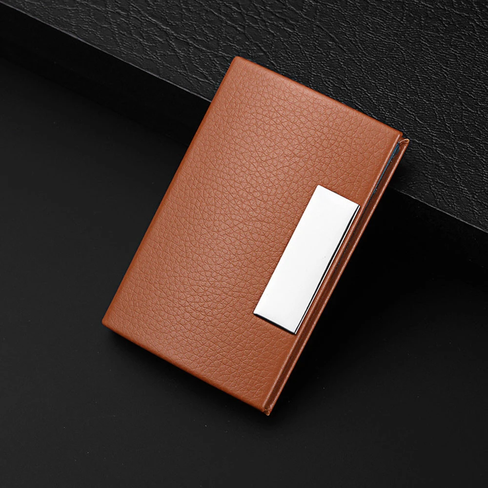 Personalized Leatherette Card Wallet Men Stainless Steel Holder Women Multi Card Holder Cover Pocket Purse Fashion Business 823