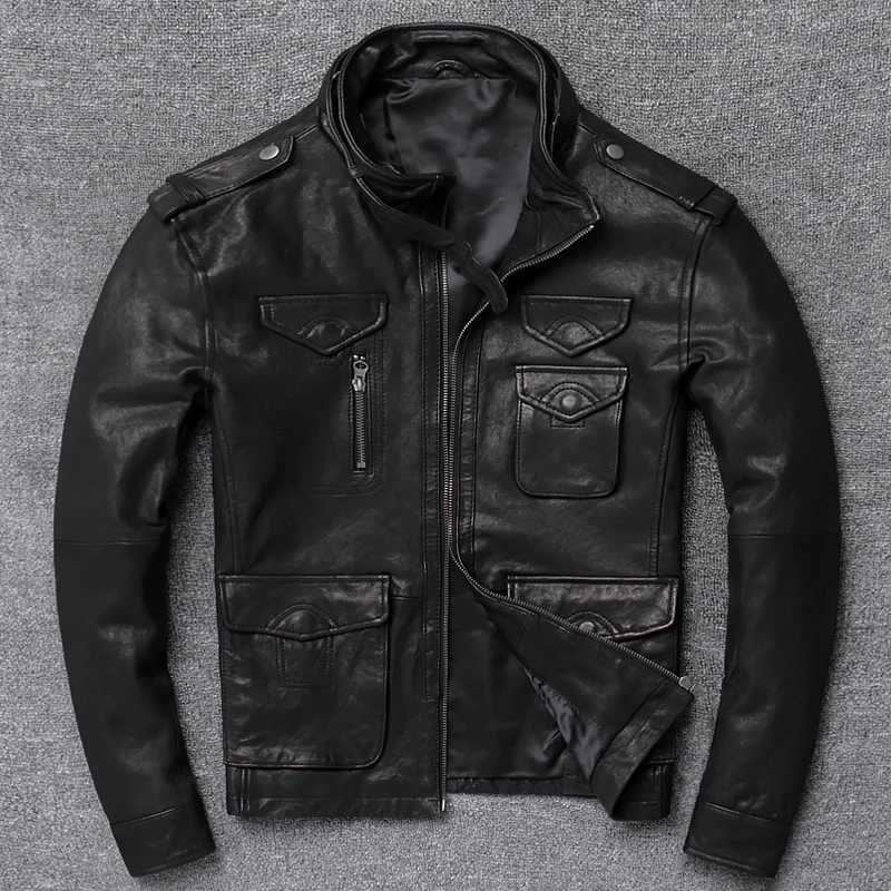 

DAJANE Thin Lear Lear Male Cultivate Type Motorcycle Lear Jackets Man Leisure A New Fur Coat