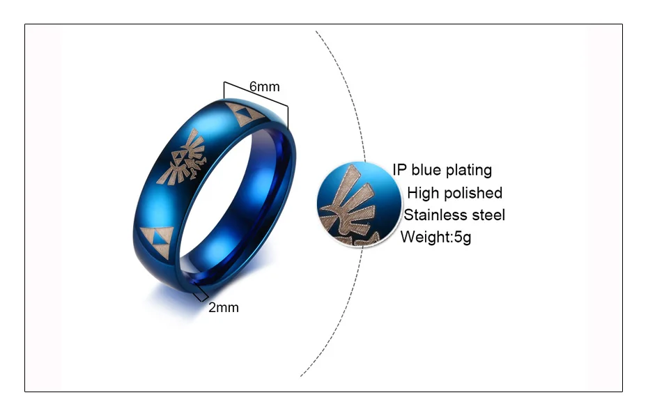 Meaeguet 6 мм широкий модный синий Аниме ювелирные изделия Легенда о Zelda кольцо для мужчин и женщин вечерние кольца из нержавеющей стали