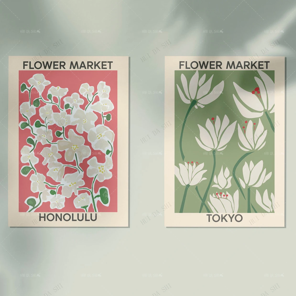 Плакат с изображением цветочного рынка набор из 2 шт. высокое качество | Дом и сад