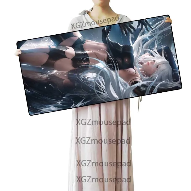  XGZ Anime NieR: Automata Large Mouse Pad Black Lock Edge Custom Computer Desk Mat Rubber Stripe Non