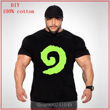 

2020 Summer New short sleeve natural cotton t shirt hearthstone swirl logo printed shirt man high quality big size t shirts men