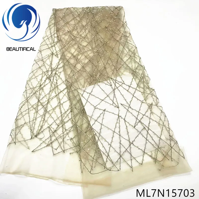 BEAUTIFICAL african lace fabrics Hot sale net laces nigerian sequins fabric for dress 5yards ML7N157 | Дом и сад