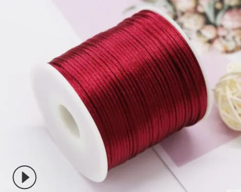 50Meters X 1MM Chinese Knot Rattail Satin Cord for Braided Macrame String Jewelry Findings Beading Rope 34 Colours 
