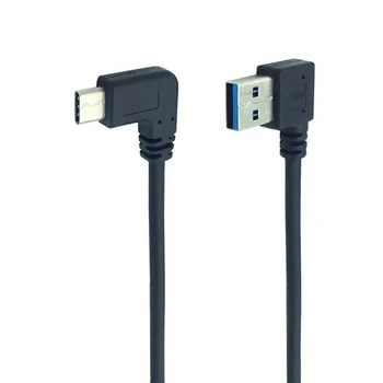 

25cm 1m 90 Degree USB Cable USB 3.0 Left Male to USB 3.1 Type C Male Right Angle Sync Charge Converter Adapter Data Cable Drop