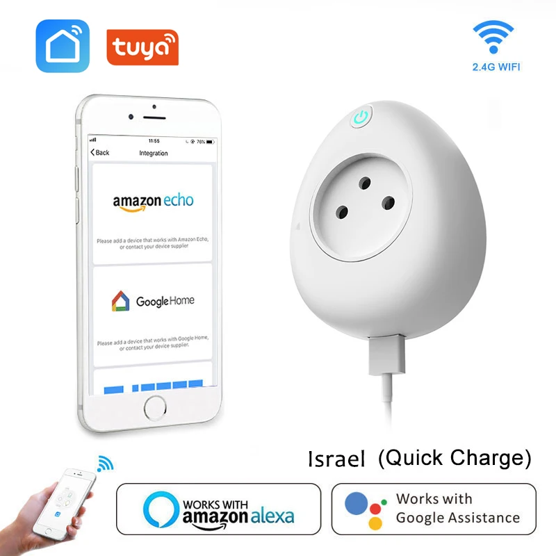 

Israel Smart USB Socket 15A with Power Monitoring WiFi Plug Voice Remote Control Work with Alexa Google home Tuya Smart life App