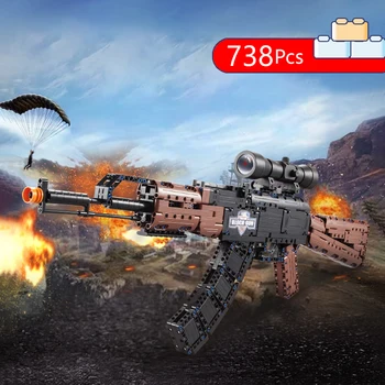 

AK47 Technics military game batisbricks building block ww2 lepining rifle with sight bricks shooting bricks toys Soft bullets