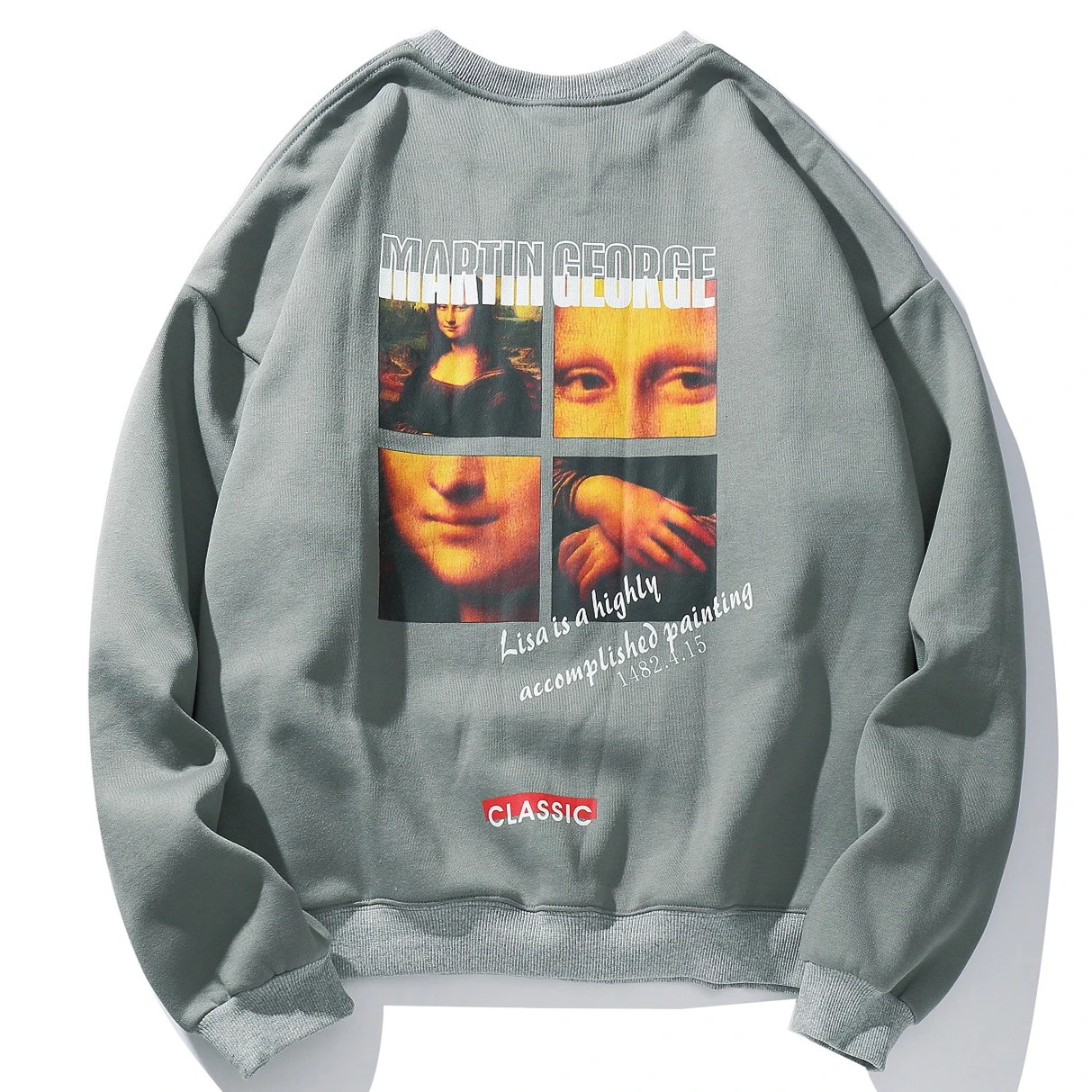 Серый Mona Lisa, Забавный принт, уличная одежда, толстовки для мужчин,, для мужчин, s, осень, Повседневный пуловер, толстовки, мужская мода, скейтборды, толстовки, топы - Цвет: Серый